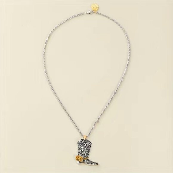 Large Nashville Cowboy / Cowgirl Boot Pendant and Necklace #837 - Picture 8 of 9